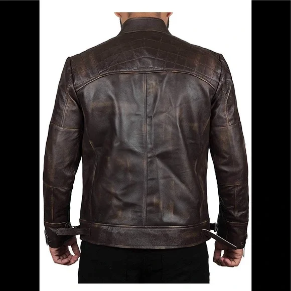๐ Diamond1 Tall Men Ruboff Real leather brown bomber jacket new With tags ๐ - Picture 4 of 6